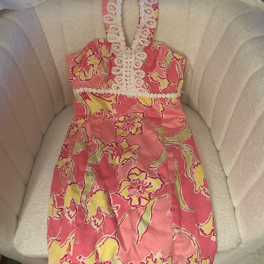 Lilly Pulitzer Pink and Yellow Floral Dress size 00